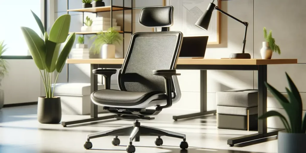 An ergonomic office chair designed for health, productivity, and comfort. The chair features a modern, sleek design with adjustable armrests, a high b