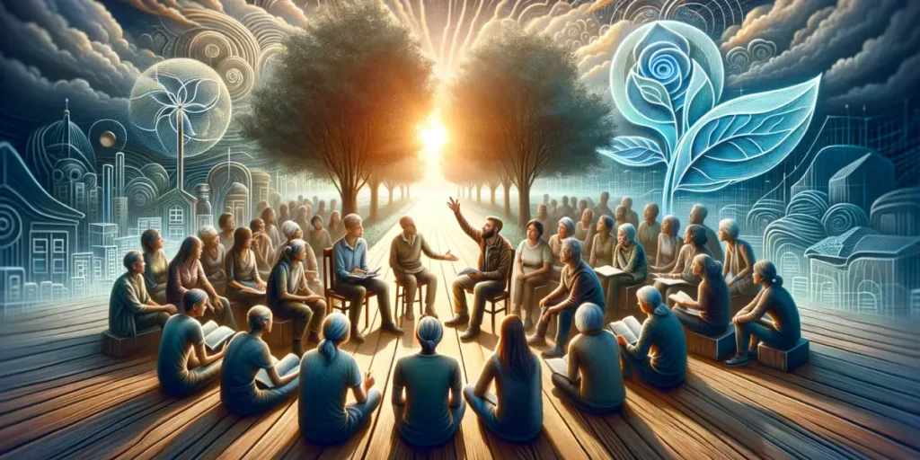 An image symbolizing the journey of understanding and growth in a Q&A format. The image should capture the essence of patience, empathy, and learning