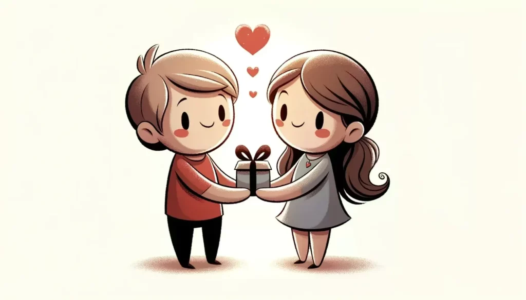 A heartwarming, memorable illustration representing the key to maintaining long-lasting relationships. The image should convey the concept of giving a