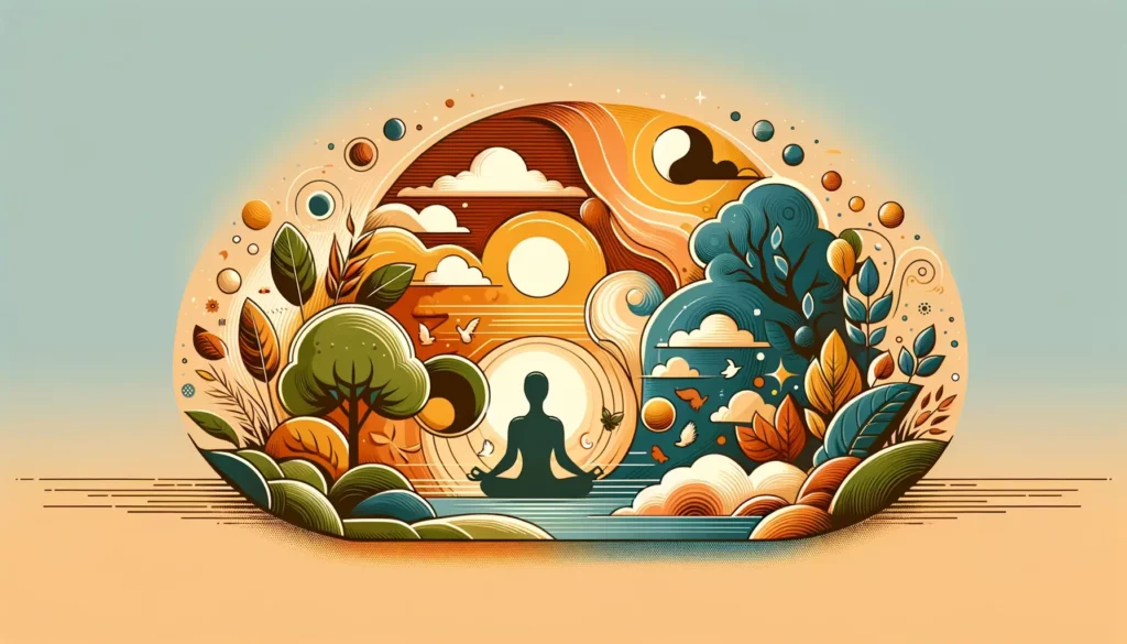 An illustration depicting the harmony between physical and mental health. The image should be warm and inviting, capturing the essence of a balanced a