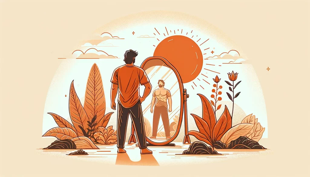 An illustration representing self-growth and maturity, symbolizing the importance of acknowledging one's own limitations. The image should be visually