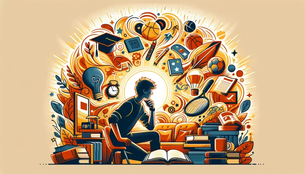 A warm and inviting illustration that encapsulates the concept of discovering one's true passion in life and the journey of consistent effort towards