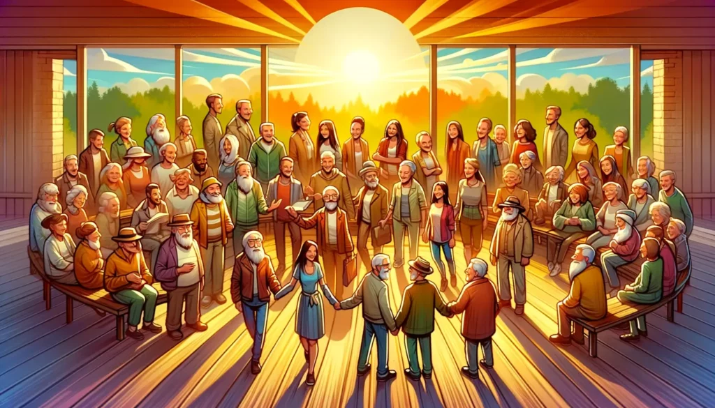 An inspiring, wide-format illustration that embodies the concept of respecting the diversity of personalities. The image should feature a harmonious b